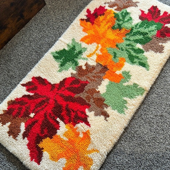 Handmade Other - VTG 70's Latch Hook Rug/Wall Hanging 27x54 Autumnal Rustic Harvest Cottagecore
